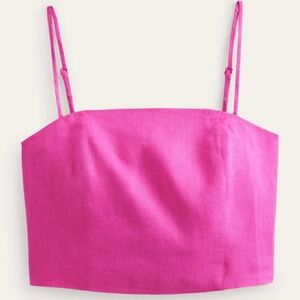 Boden Fitted Linen Strappy Top in Rose Linen
